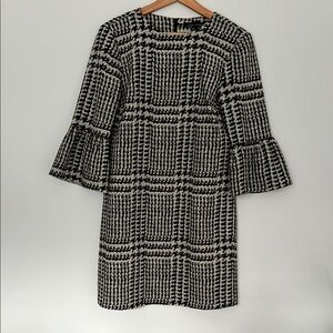 Elegant Black and White Houndstooth Dress
